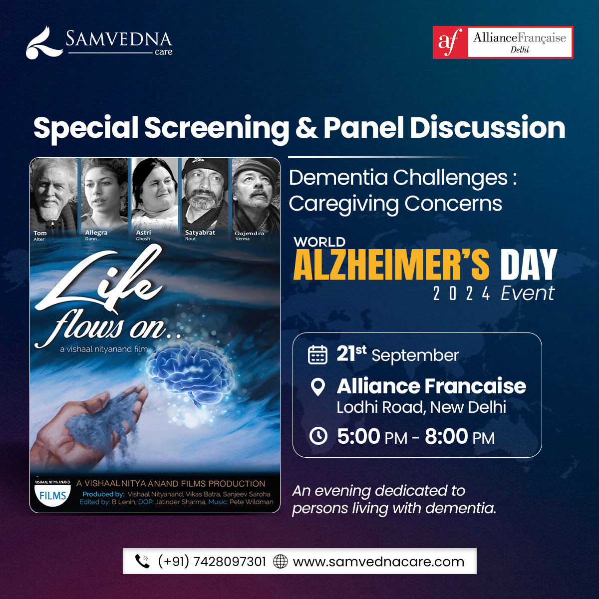 World Alzheimer’s Day: Film Screening "Life flows on" & Discussion - Samvedna Senior Care